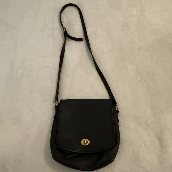 Vintage Coach 9076 Legacy Flap Companion Crossbody Leather Bag Purse 90s- Black - Picture 1 of 13